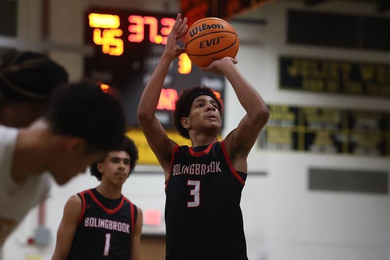 Bolingbrook’s Davion Thompson takes a free throw against Joliet West on Friday, Jan 24, 2025 in Joliet.