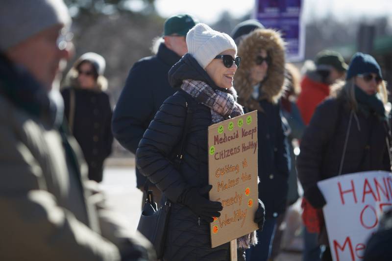 Local supporters gather at the Medicare Rally on Sunday, Feb.9,2025 at the DuPage County Courthouse in Wheaton.