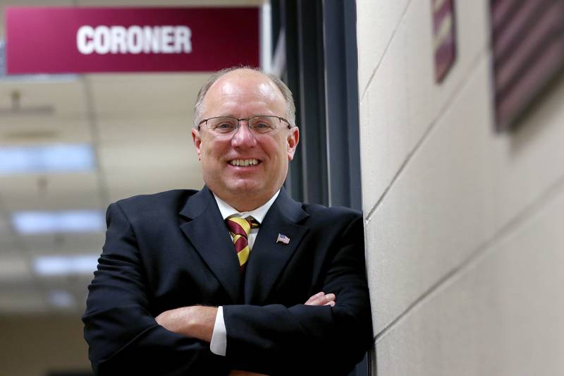 McHenry County Coroner Michael Rein poses for a portrait on his first day on the job on Tuesday, Dec. 1, 2020, in Woodstock.