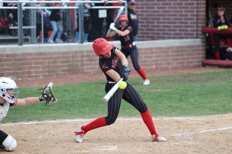 Bradley-Bourbonnais’ Suttyn Hop connects for a hit during the Boilermakers' 8-0 victory over Normal Community in the IHSA Class 4A Bradley-Bourbonnais Regional semifinal on Tuesday, May, 27, 2025.