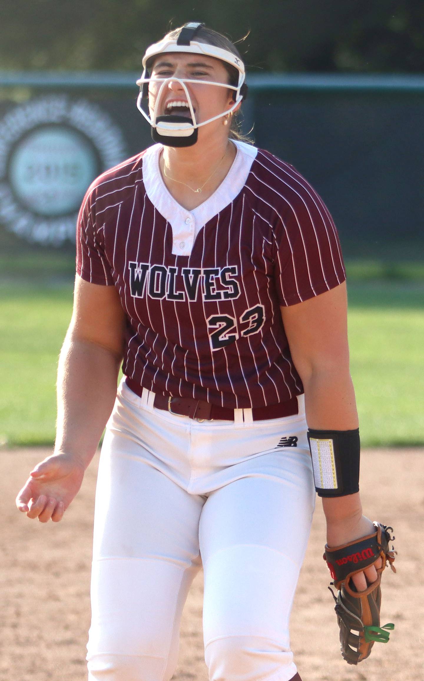 Prairie Ridge’s Reese Mosolino and the Wolves celebrate a win over Antioch in IHSA Class 3A Supersectional softball action at Kaneland High School in Maple Park on Monday, June 9, 2025.