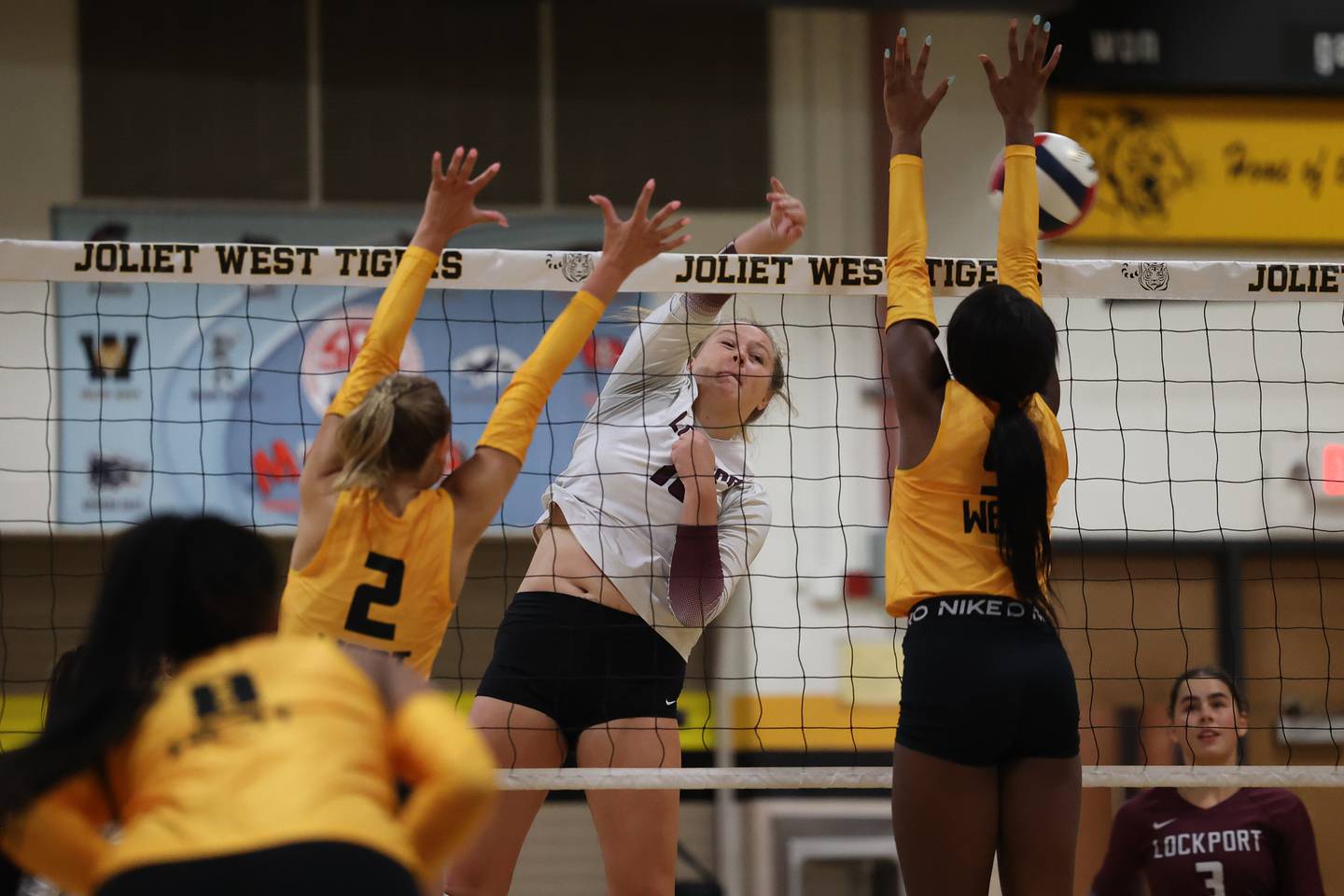 Lockport’s Jenna Kolosta hits a shot against Joliet West on Wednesday, Sept. 18, 2024 in Joliet.