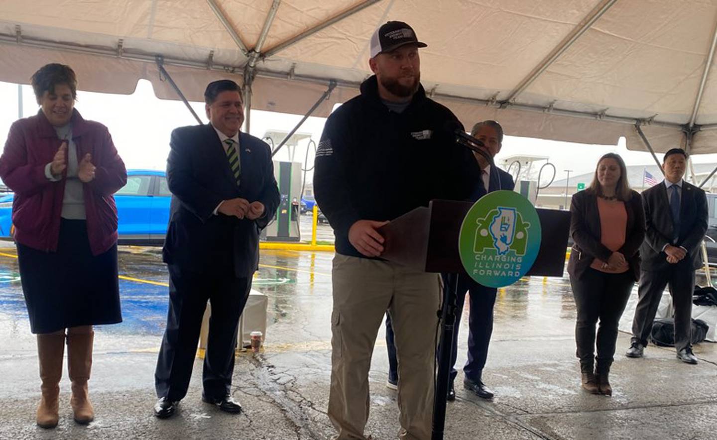Ed West, owner of Joliet’s Veterans Energy Team, which facilitated the installation of the charging station.