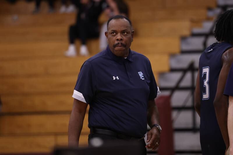 Plainfield South head coach Jeff Howard during the game against Lockport on Wednesday January 25th, 2023.