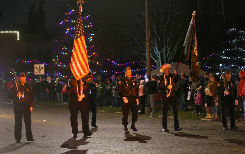 Princeton American Legion Veterans walk in the inaugural Lighted Christmas Parade on Friday, Dec. 1, 2023 in Princeton.