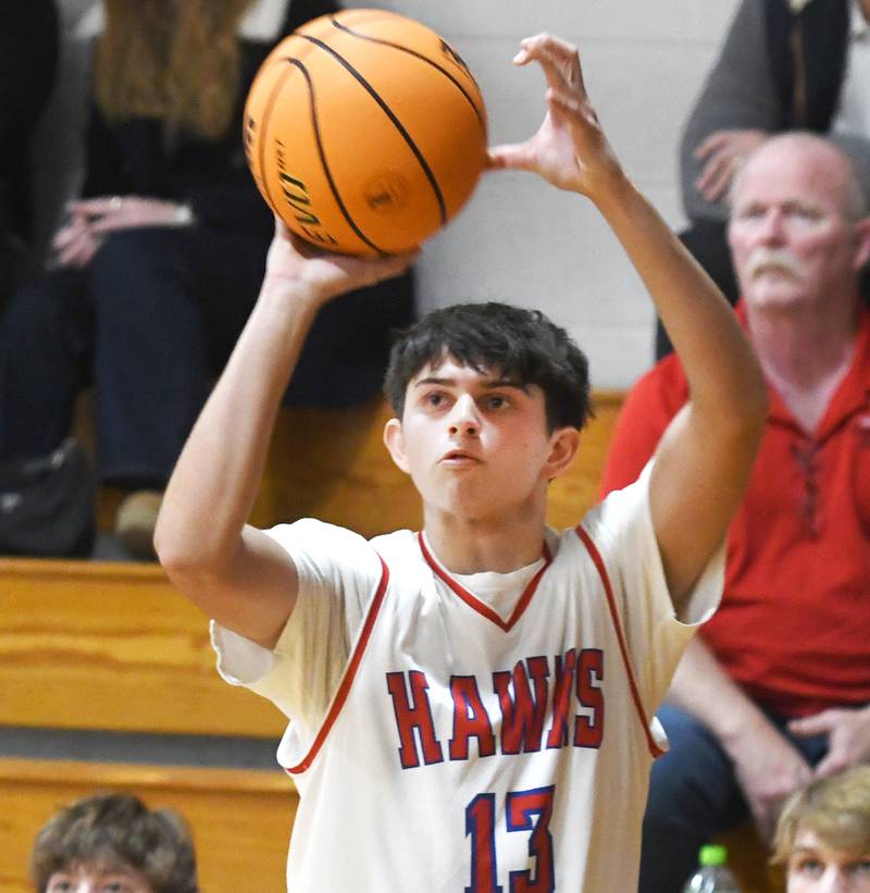 Oregon's Nole Campos shoots against Stockton on Saturday, Dec. 13, 2025 at the 64th Forreston Holiday Tournament.