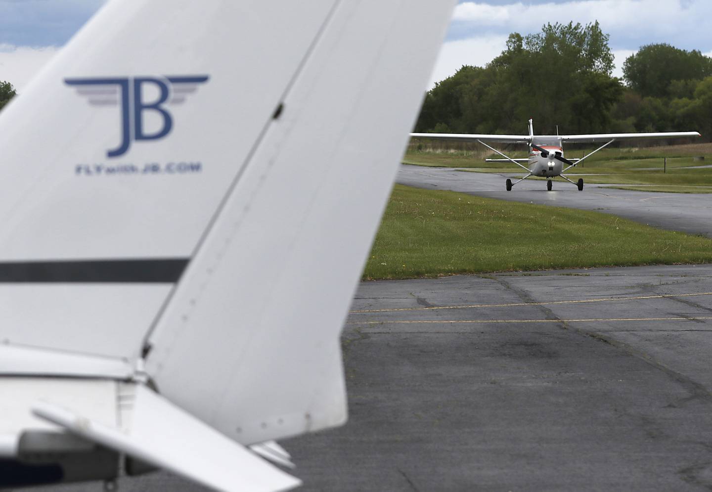One of JB Aviation’s planes taxis to the parking area in on Thursday, May 22, 2025, at Galt Airport in Wonder Lake. McHenry County College is partnering with JB Aviation for a new aeronautics class where students will learn to fly airplanes in a new certificate program.
