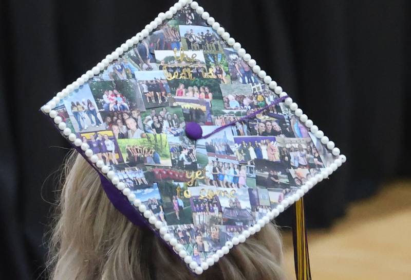 A view of the back of the cap of Serena High School graduate Lucy Kelley during the Serens High School Class of 2026 commencement ceremony on Saturday, May 23, 2026 at Serena High school.