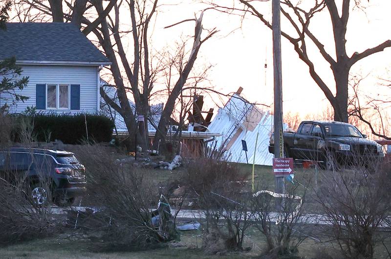 Storm damage at a property along East Sandwich Road in Hinckley Wednesday, Feb. 28, 2024, after a tornado hit the area Tuesday night.