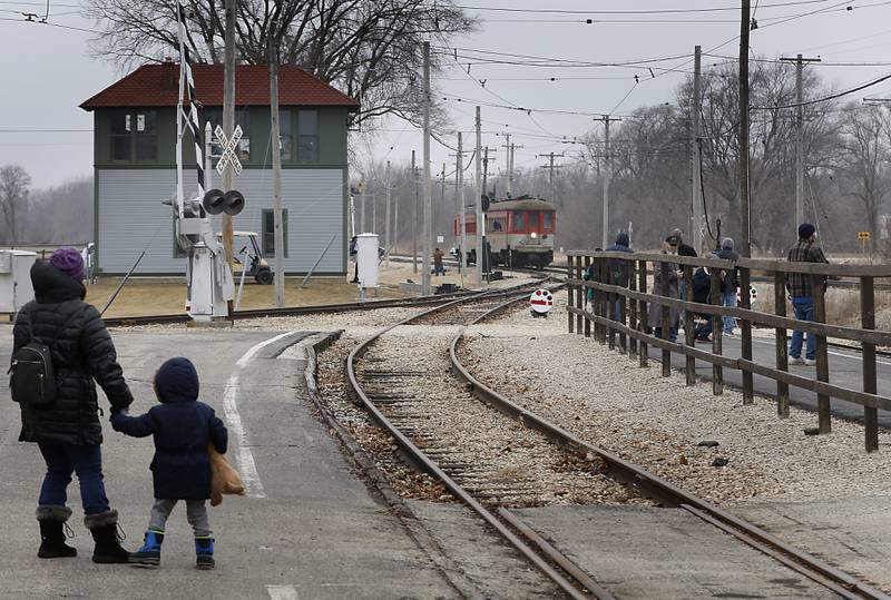 People wait to ride on North Shore train Saturday, Jan. 21, 2023, as the Illinois Railway Museum celebrates its 70 anniversary with the first of many celebrations by commemorating the 60 years since the abandonment of the Chicago North Shore and Milwaukee Railroad.