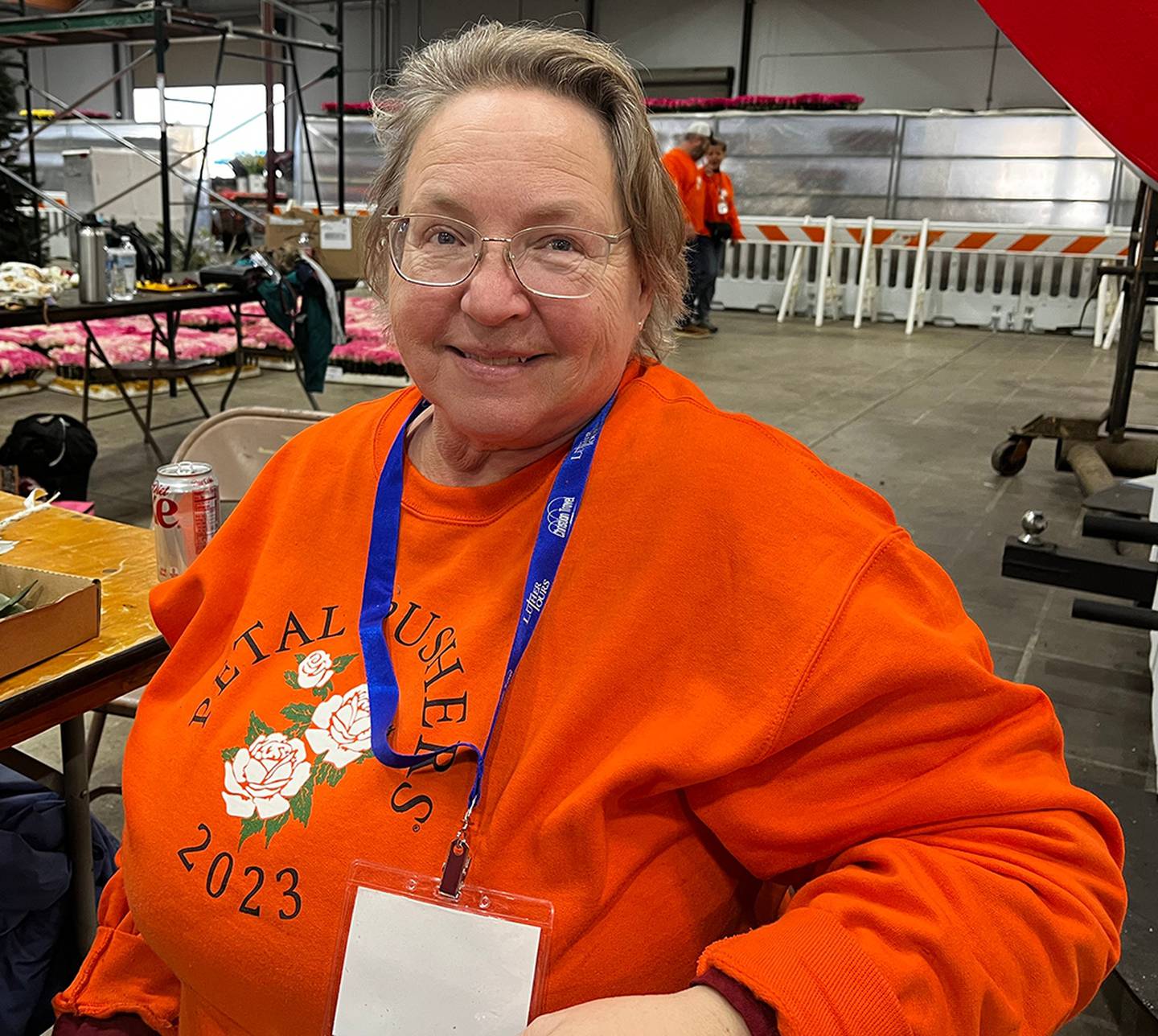 Dixon resident Joy Holden helping decorate floats for the 2023 Tournament of Roses Parade