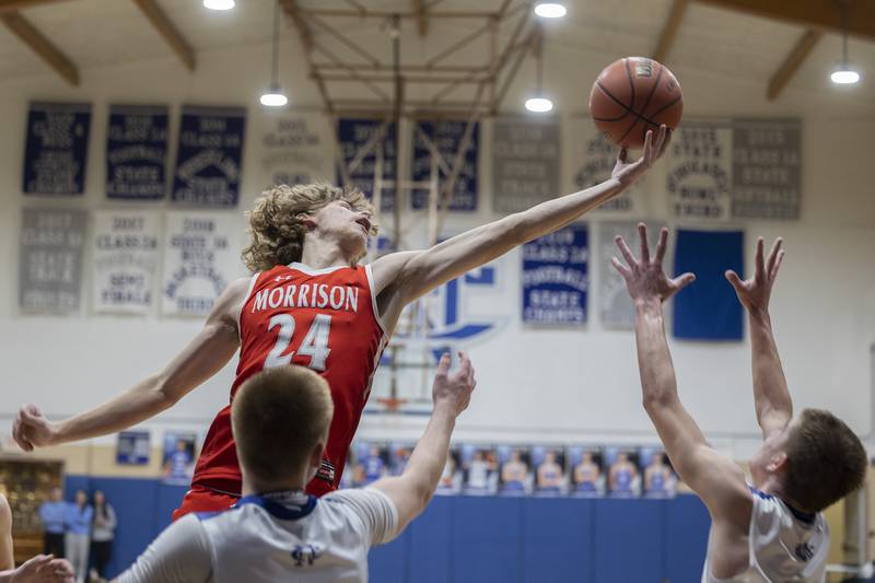 Morrison’s Brenden Martin hauls in a rebound against Newman Wednesday, Jan. 3, 2024 at Newman High School.