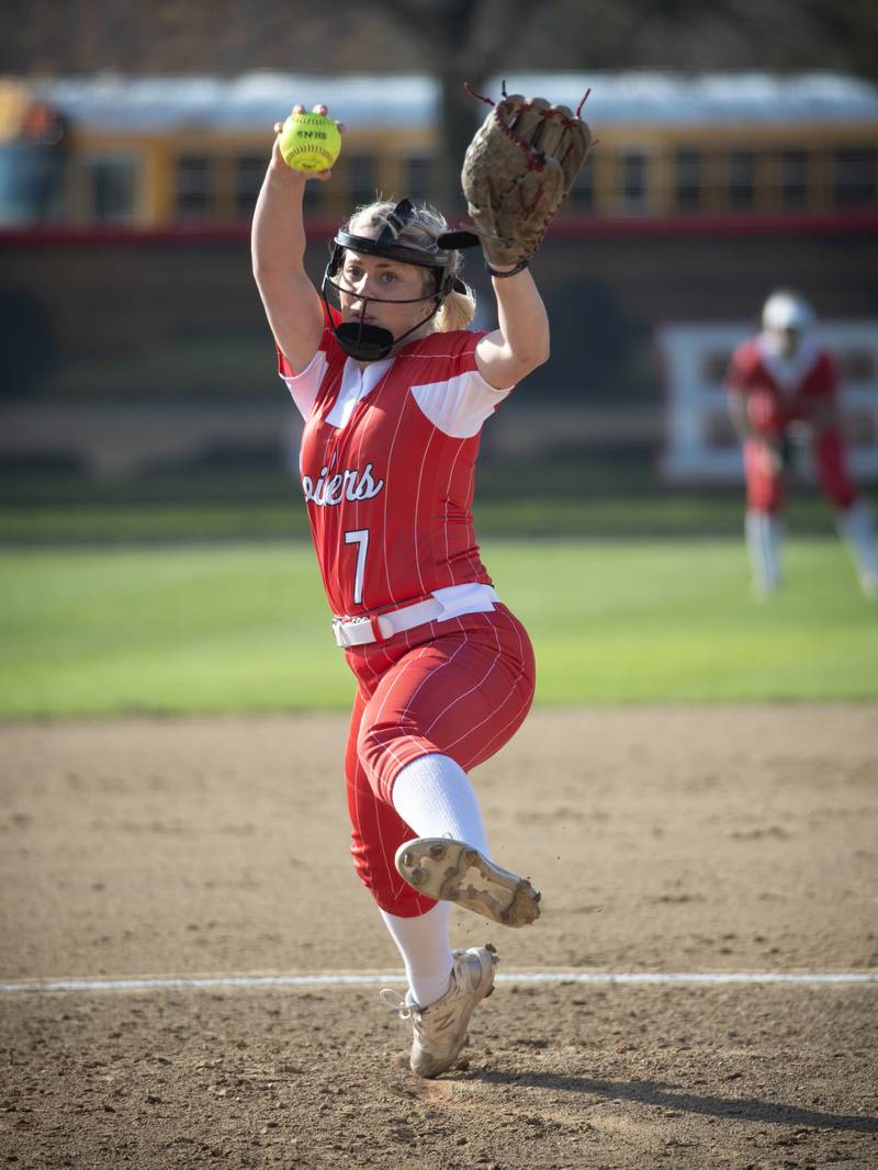 Bradley-Bourbonnais' Lydia Hammond pitches in Thursday's game against Lockport.