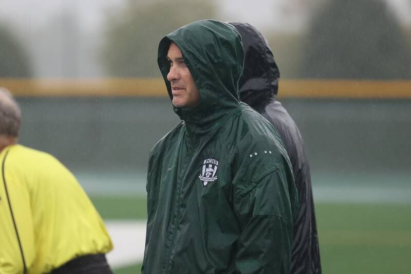 Plainfield Central head coach Kevin Fitzgerald watches the game against Morris on Monday, Sept. 11, 2023 in Plainfield.