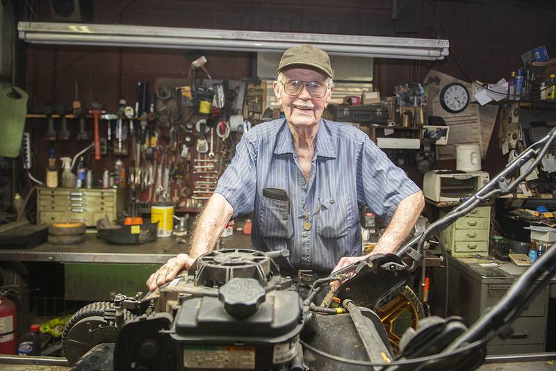 Gene Gaumer of Sterling has been running his small engine repair shop for 60 years now and shows no signs of slowing down.