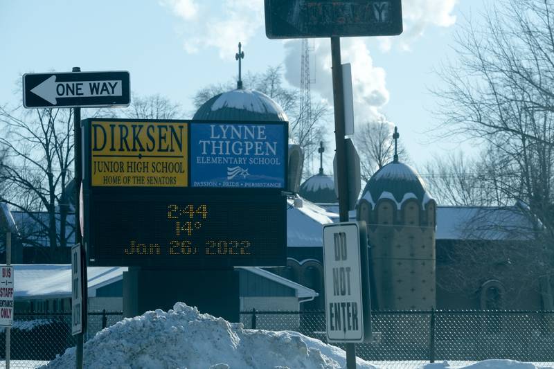 Dirksen Junior High School, along with other District 86 schools, closed for the day due to cold weather. Wednesday, Jan. 26, 2022 in Joliet.