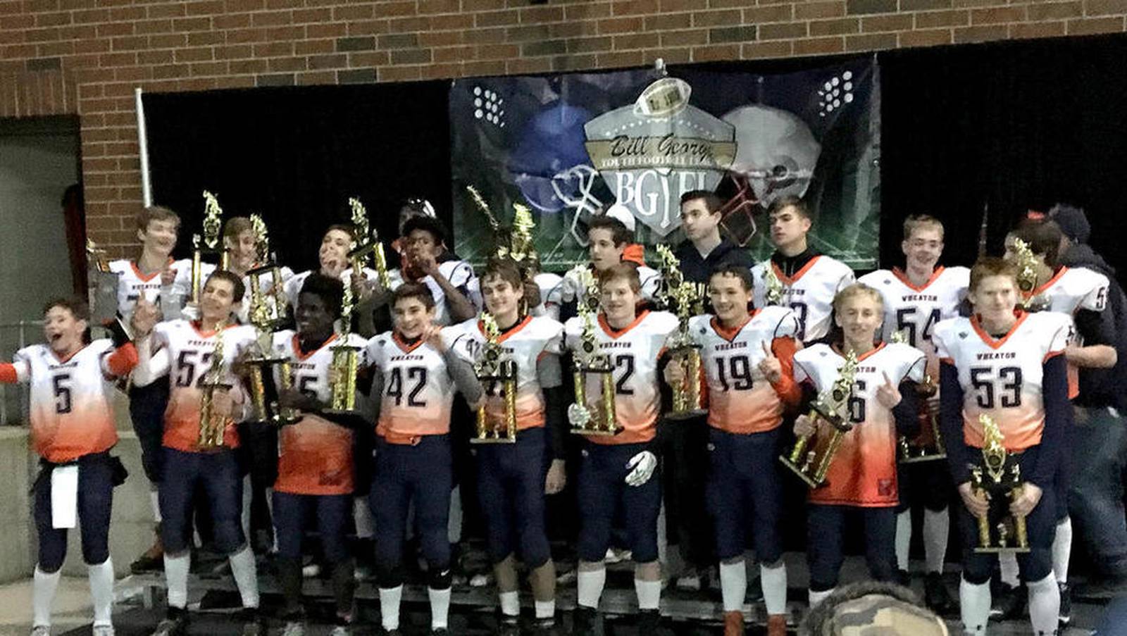 Wheaton Rams varsity gold take home Bill Youth Football League