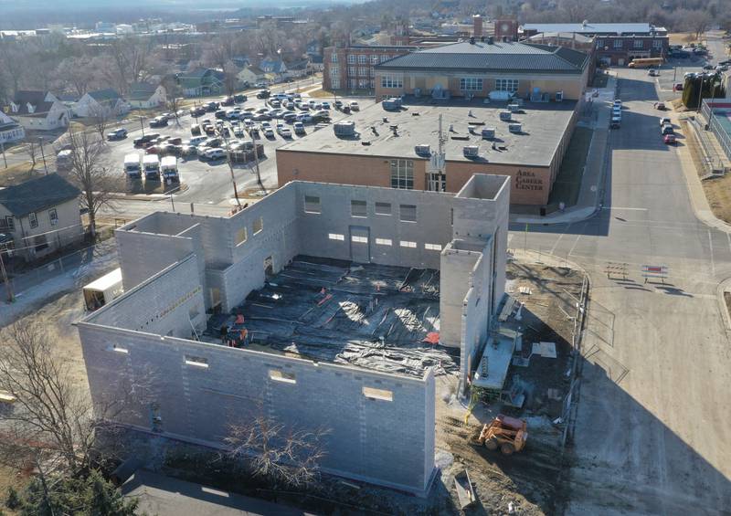 An aerial view of the La Salle-Peru Township High School's new Agriculture Center on the southeast corner of Sixth and Creve Coeur streets on Wednesday, Feb. 11, 2026 in La Salle.