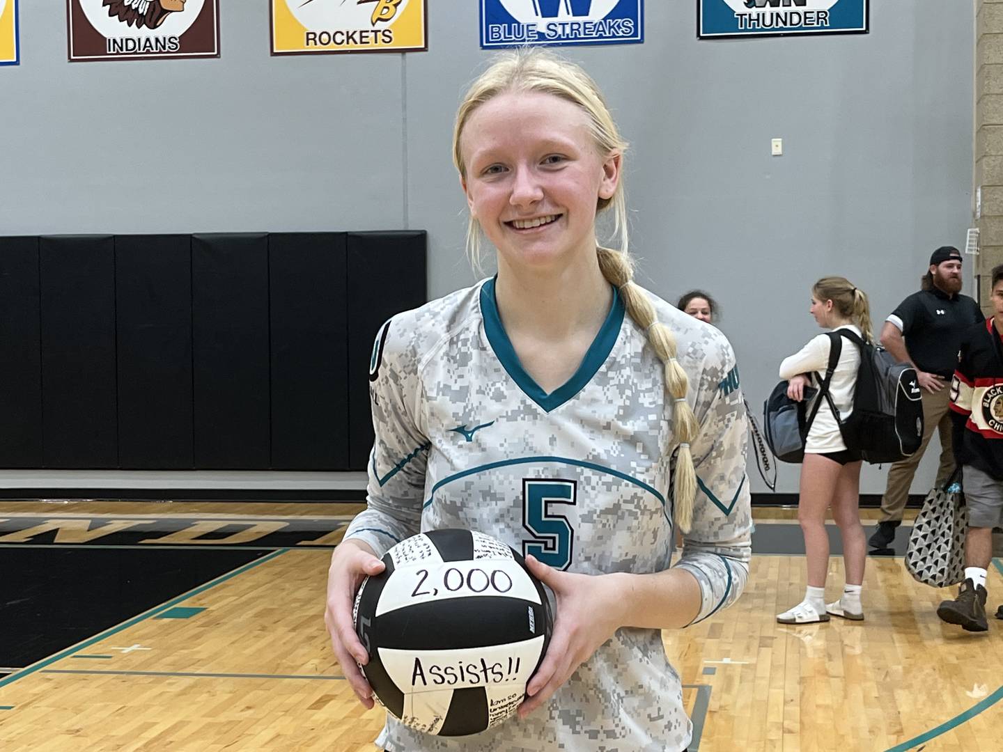 Woodstock North's Kylie Schulze surpassed 2,000 career assists Tuesday night in a 25-18, 25-19 Kishwaukee River Conference win against Richmond-Burton.
