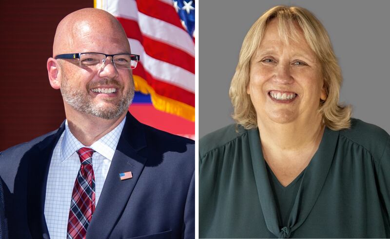 Candidates for the 70th Illinois House District include incumbent Republican Jeff Keicher, left, and Democrat Randi Olson.