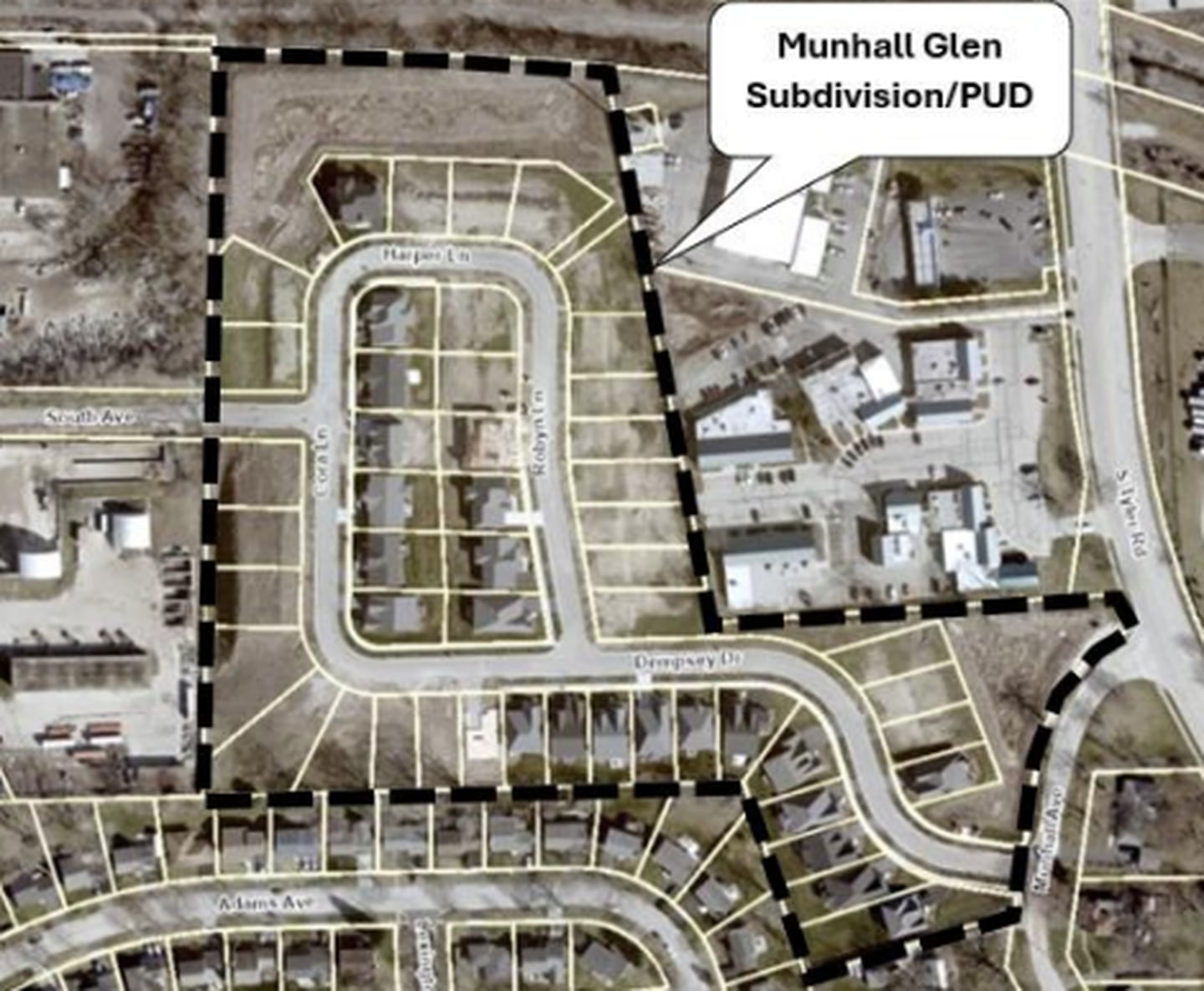 The Munhall Glen subdivision in St. Charles contains 50-lots for single-family homes spread out across 15 acres.