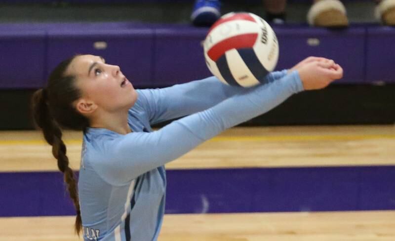 Parkview Christian's Tehya Knapp returns a serve from Earlville during the Class 1A Regional semifinal game on Monday, Oct. 28, 2024 at Serena High School.