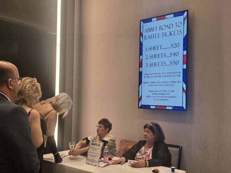 Guests attending the Shorewood HUGS' "Lovely London: A Big Ben Bash" 2026 chocolate ball fundraiser purchased their raffle tickets at "Abbey Road" on Saturday, Feb. 7, 2026, at Hollywood Casino Joliet.