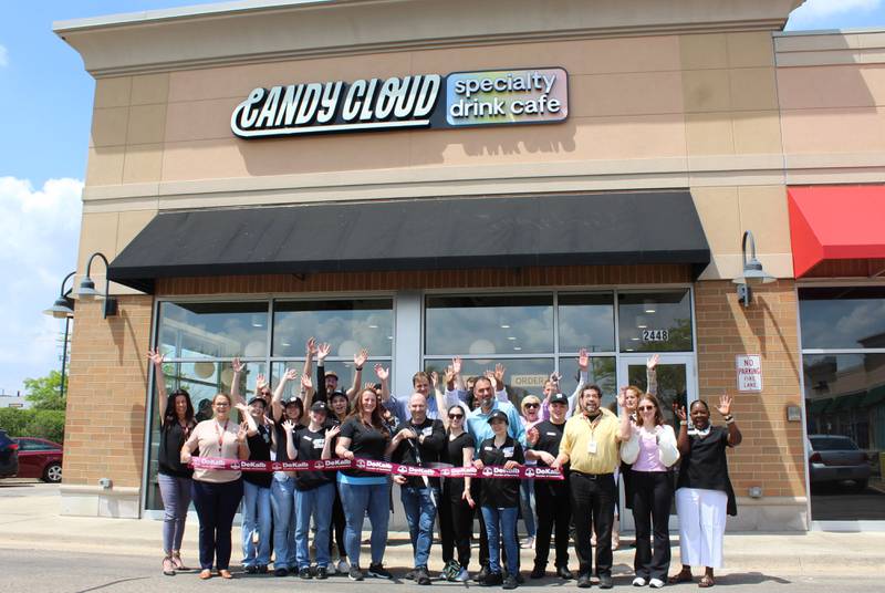 The DeKalb Chamber of Commerce celebrating Candy Cloud's opening