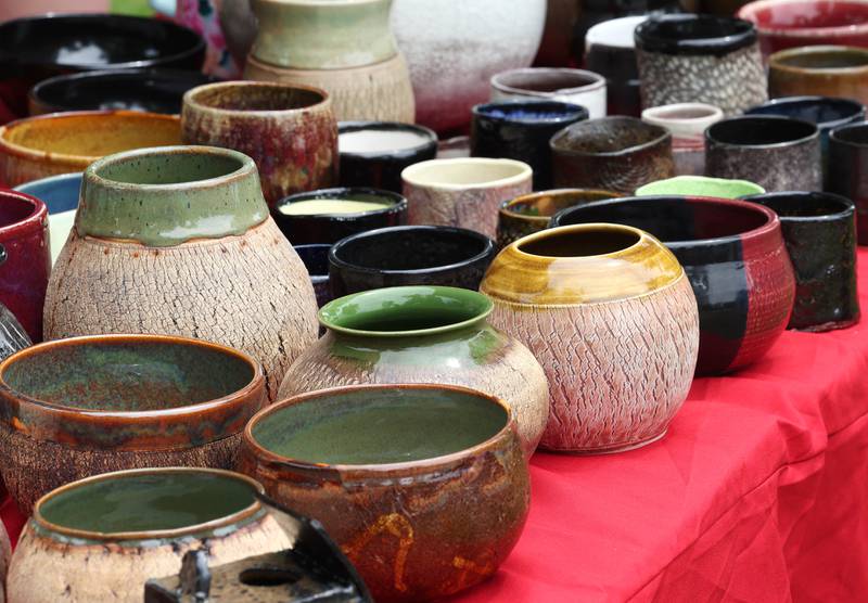 Some pottery at one of the booths during the Juneteenth Community Celebration Saturday, June 15, 2024, at Hopkins Park in DeKalb.