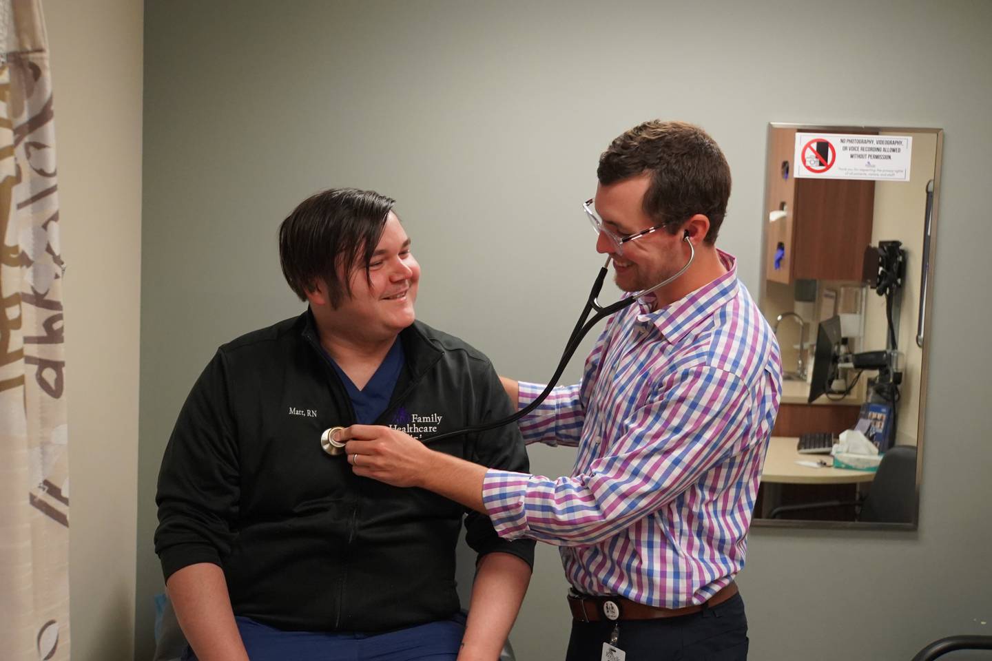 Rochelle Community Hospital is working to make the community aware of the importance of being established with a general health provider through its Family Healthcare Clinic for individual or family healthcare. Shown is Graham Isaacson, D.O. (right).