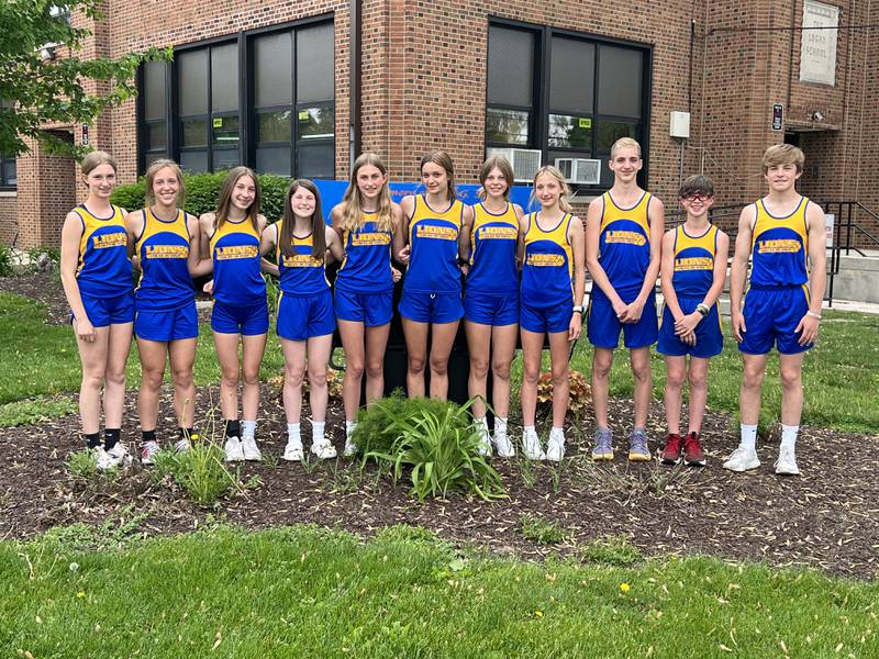 State track qualifiers for Princeton Logan Junior High are (from left) Payton Frueh, Ava Kyle, Ruby Acker, Camryn Driscoll, Avery Waca, Keighley Davis, Caroline Kuetzer, Chloe Ostrowski, Ayden Agushi , Tyler VandeVenter and Casey Etheridge. 
Not pictured: Xiomara Cortez.