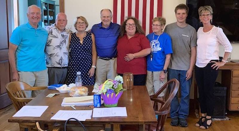 (Left to right): Kiwanian of the Year Award nominees David Frantz, Chris Meyers, Barb Frantz, Larry Russell, Kathy Suehl, Jean Roeder, Alex Turnquist and Karrie Kenney.