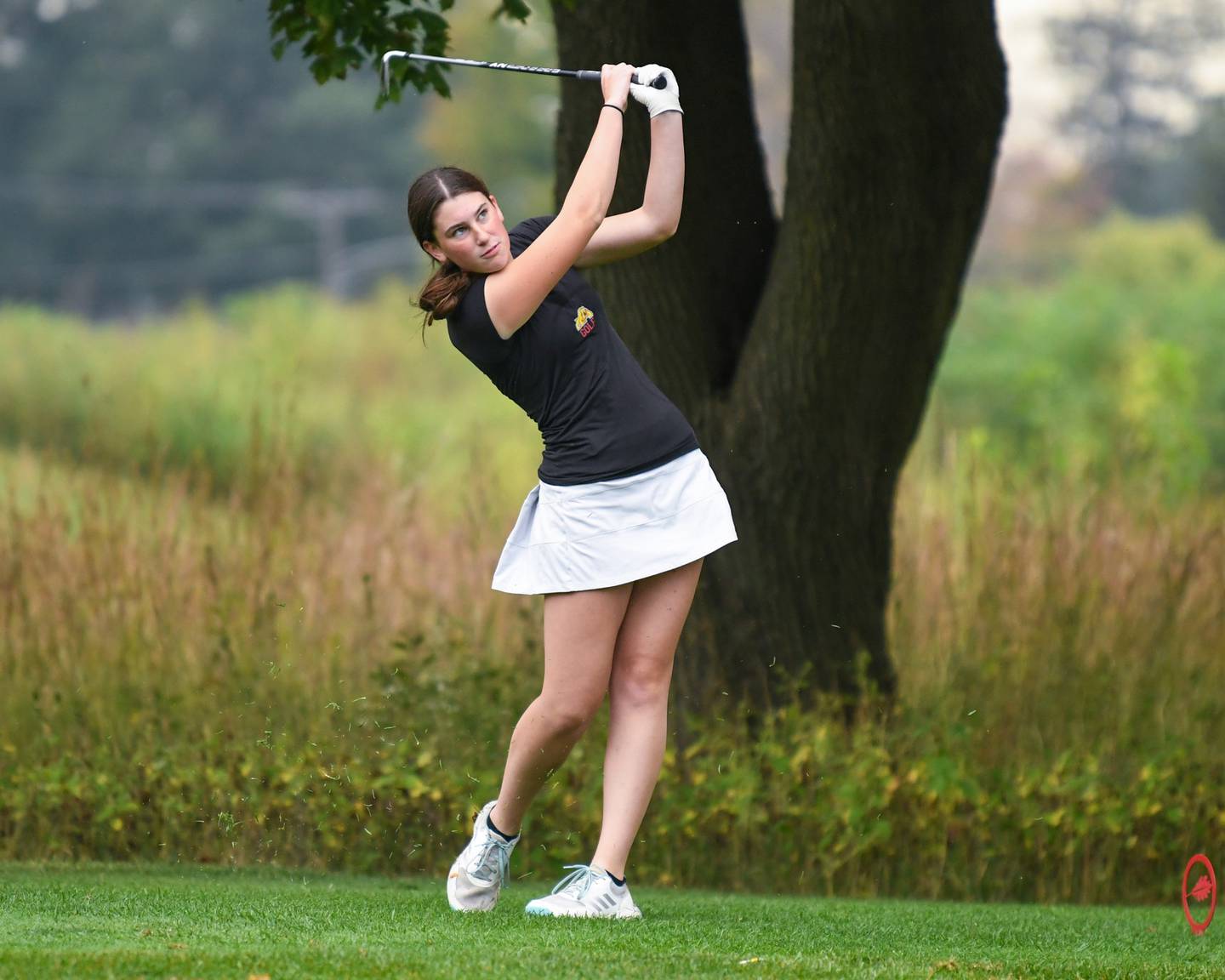Avery Sheehan of Batavia tees off during the DuKane conference meet on Tuesday Sept. 23, 2025, held at Phillips golf course in Aurora.