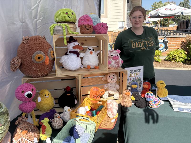 Amanda Abrasevic staffs her booth at the Huntley Farmers Market Oct. 4, 2025.