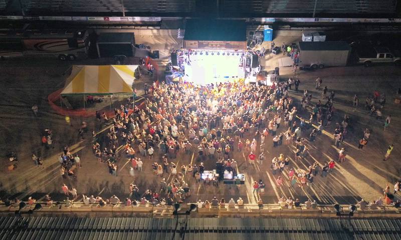 An aerial view of the crowd at the Rodney Atkins concert at the Marshall-Putnam Fair on Thursday, July 14, 2022 in Henry.