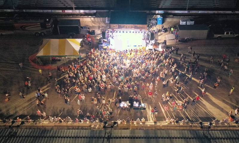 An aerial view of the crowd at the Rodney Atkins concert at the Marshall-Putnam Fair on Thursday, July 14, 2022 in Henry.