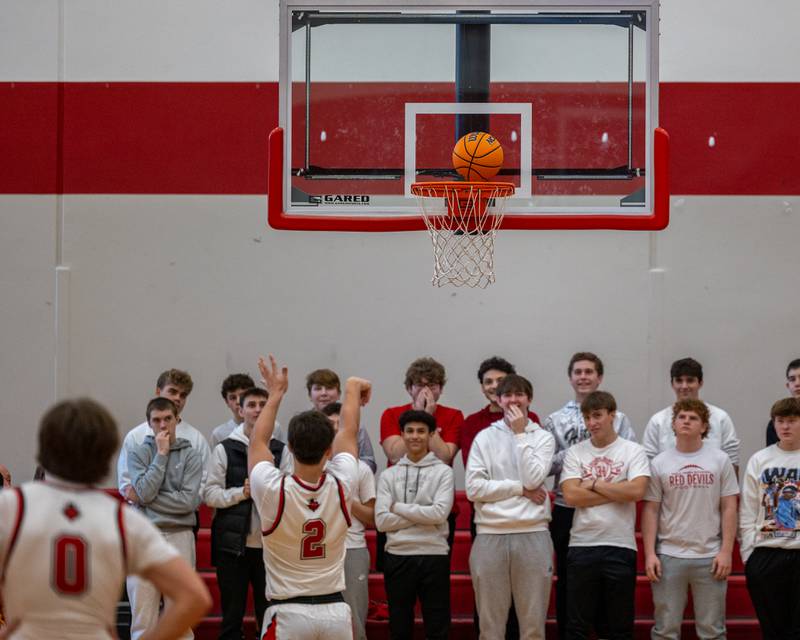 Geno Ferrari (2) of Hall shoots free-throw during the championship game of the Colmone Classic on Saturday, December 20, 2025 at Hall High School in Spring Valley.