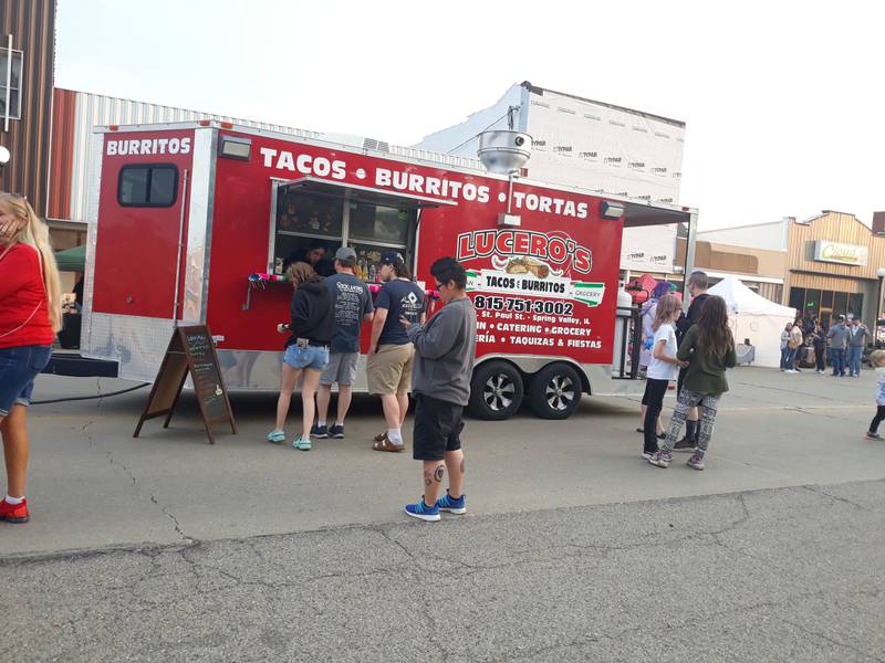 Lucero's was one of two food trucks parked on the closed block of St. Paul Street and serving visitors at the GROW Spring Valley's first Friday Night Market on Friday, May 19, 2023.