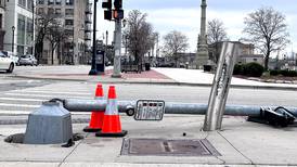 Another semitrailer in Joliet damages traffic signal near Will County Courthouse