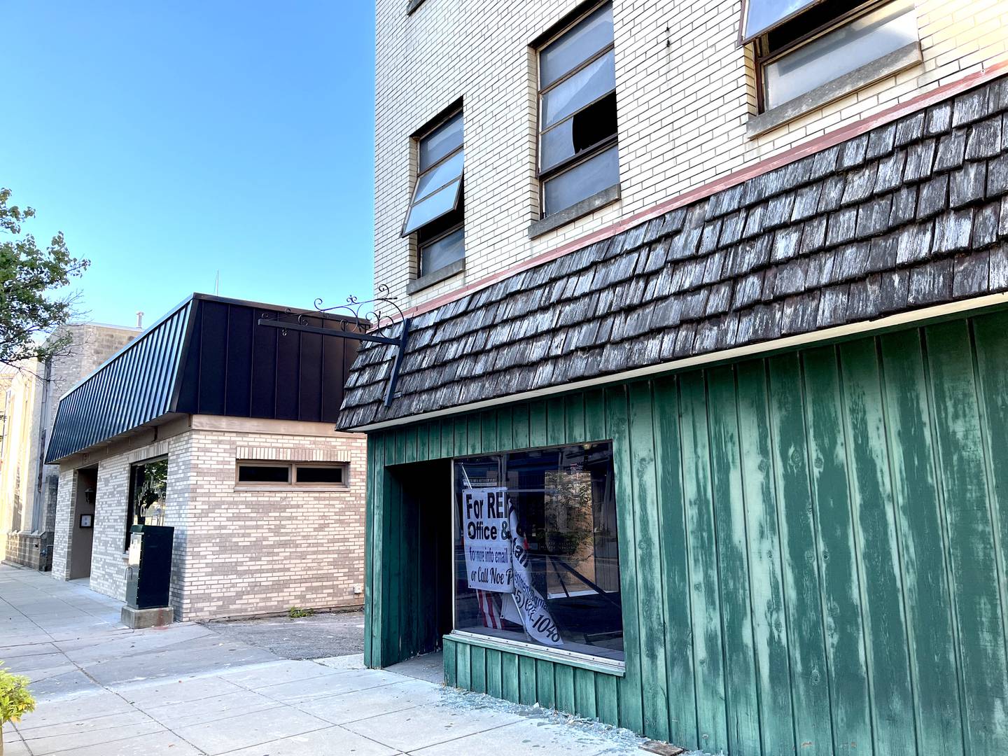 A vacant building at 69 N. Chicago St., Joliet, seen on Monday, Sept. 26, 2022. A fire had caused damage to the building on Sunday, Sept. 25, 2022.