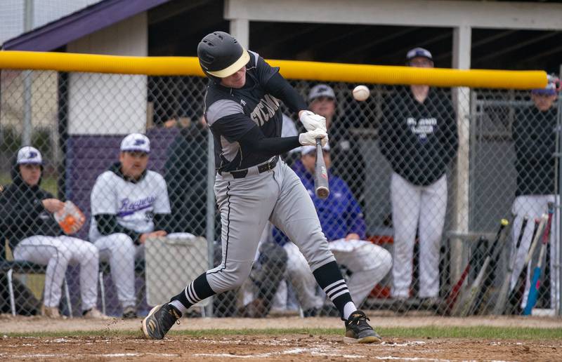 Sycamore's Jimmy Amptmann (27) homers against Plano during a baseball game at Plano High School on Monday, April 4, 2022.