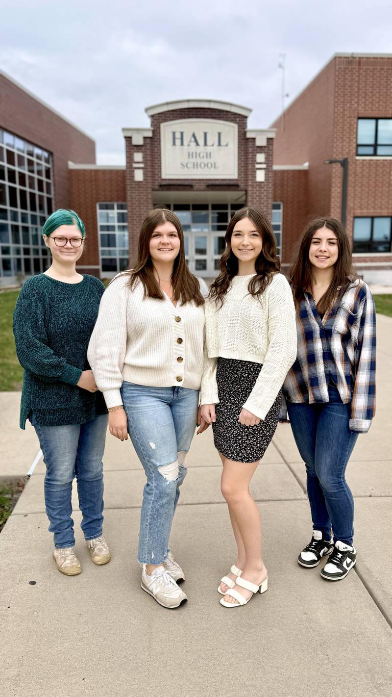 Hall High School’s 2024-2025 Illinois State Scholars are (from left) Gwendolyn Struck, Ashland Hansen, Morgan Hoscheid and Ellie Brooks.