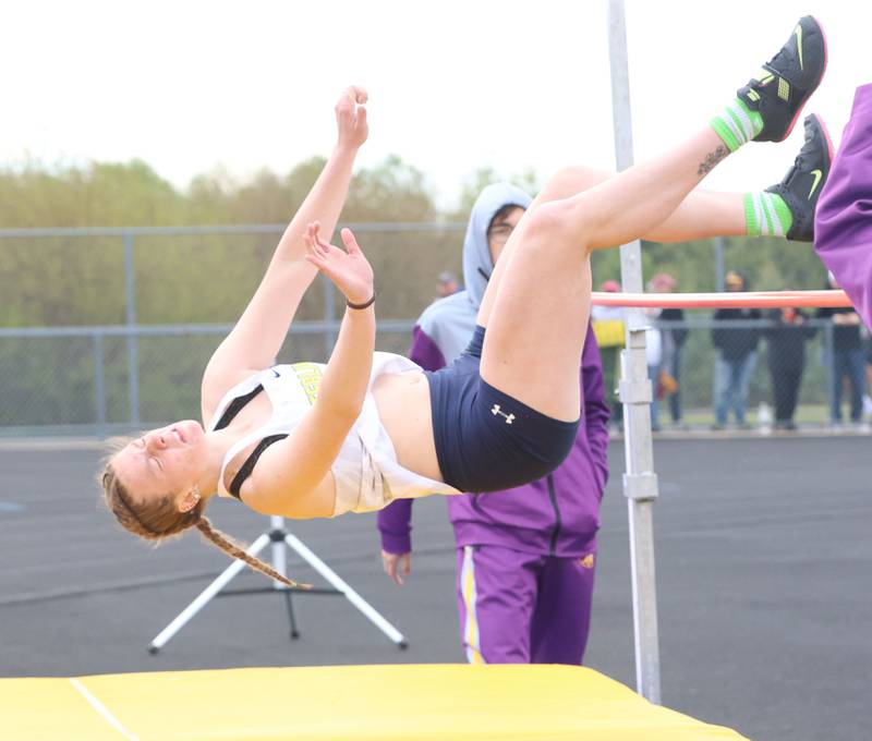 Sterling's Abby Ryan competes in the high jump during the Class 2A Sectional track meet on Wednesday, May 13, 2026 in the Jeff Prusator Athletic Complex at Mendota High School.