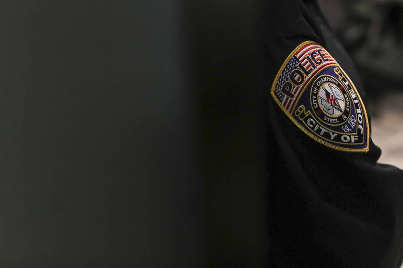 The shield of the Joliet Police Department on Tuesday, Jan. 19, 2021, at Joliet City Hall in Joliet, Ill.