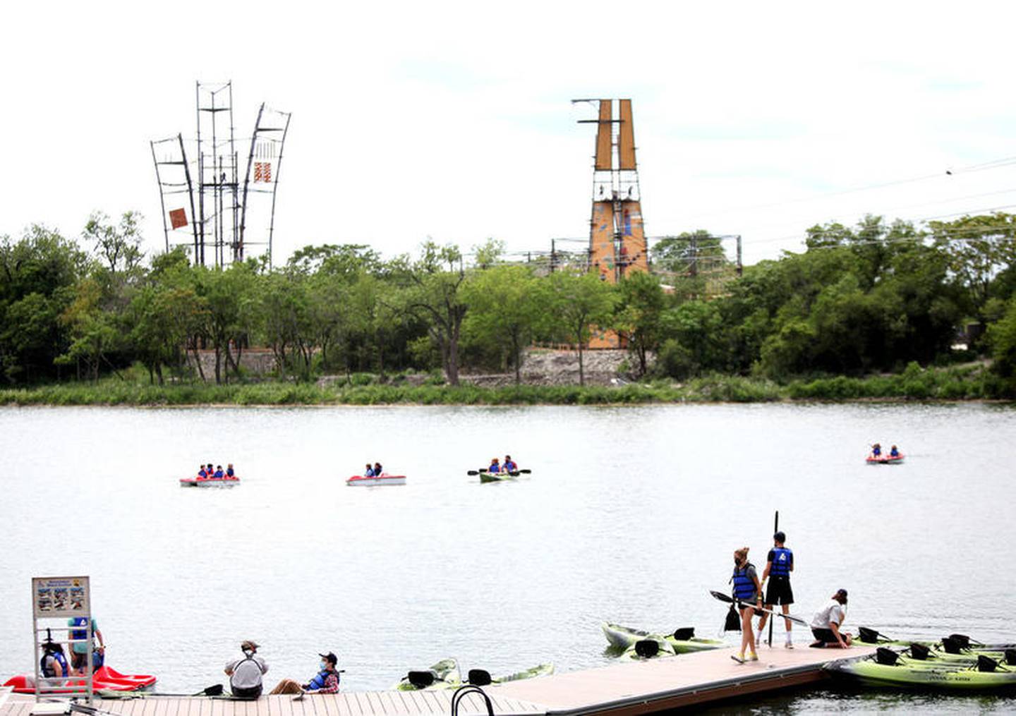 Paddlers enjoy the water at The Forge: Lemont Quarries adventure park in Lemont. The park, which features mountain biking, climbing towers, ziplines, water sports and much more, opened July 17, 2020.