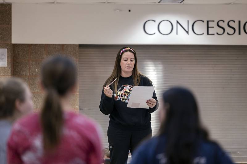 Erie-Prophetstown competitive cheer coach Shauna DeBlieck runs practice with her squad Wednesday, Jan. 18, 2023. The team is focused on competing at sectionals on Jan. 28.