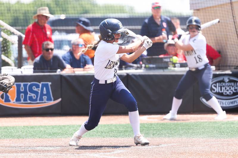 Lemont’s Frankie Rita singles against Antioch in the Class 3A state championship game on Saturday, June 10, 2023 in Peoria.