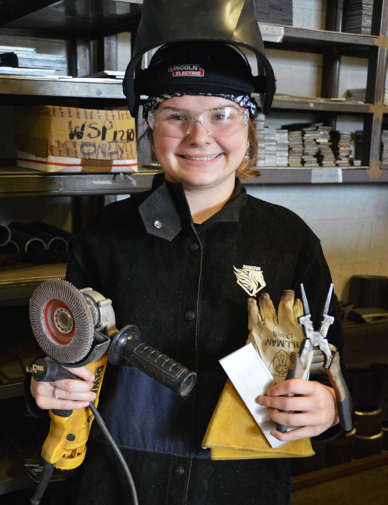 Spencer Samek graduated from participating in Illinois Valley Community College’s youth welding summer camps to assisting in this year’s Sparks Jr. summer camp as a college student. After her introduction to welding in high school, Samek enrolled in IVCC's program to perfect her skills – and found a way to fuse welding and demolition derby, two of her favorite activities.