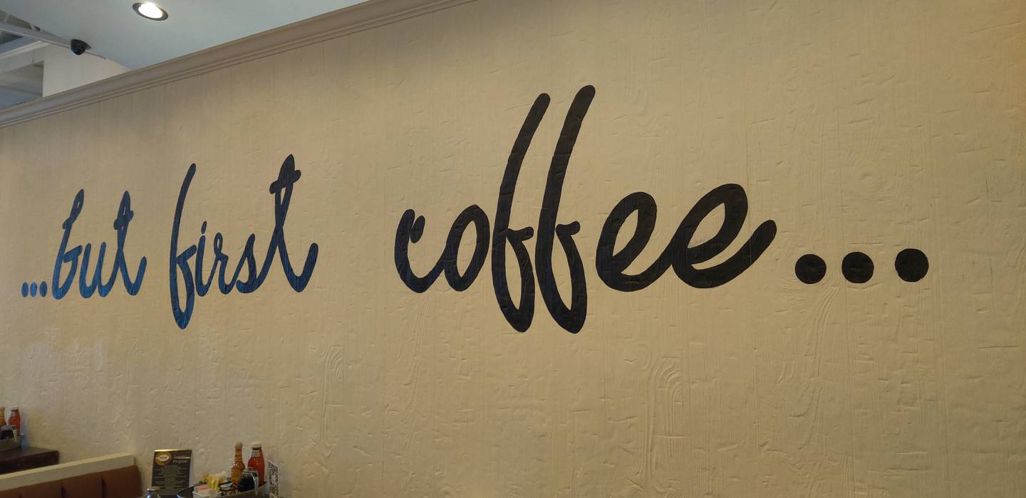 An homage to coffee adorns a wall at Honey Berry Pancakes and Cafe in South Elgin.
