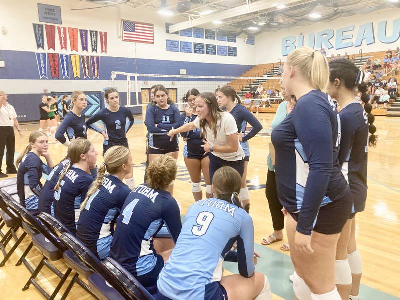 Bureau Valley alum Saige Barnett made her debut as the Storm's volleyball head coach Tuesday night at the Storm Cellar. Wethesfield spoiled the night by defeating the Storm 25-18, 25-10.
